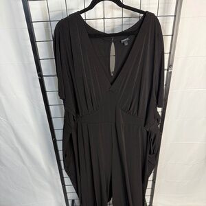 Torrid 6X Black Jumpsuit with Tie Back and Short Sleeves